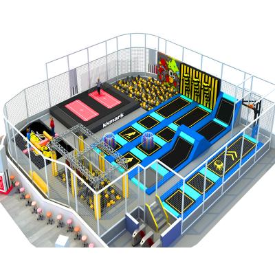 China With Protective Net Custom Fly Fitness Gym Bungee Bounce Amusement Playground Kids Indoor Jumping Trampoline Park for sale