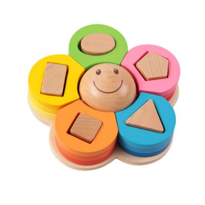 China New 2018 High Quality Beech Wooden Kids Toys Colorful Flower Shape Wooden Blocks Early Education Toys For Children for sale