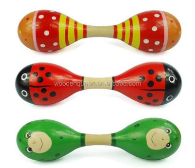 China Wholesale Colorful Wooden Cartoon Toy Hot-selling Maracas Toys MT002 Double Musical Instrument for sale