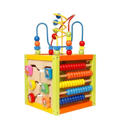 China Colorful/Safety/Environmental/Healthy Wooden Bead Maze Roller Coaster Game Toy of Wire Bead Maze Box Game Wooden CDN-2878 for Kid Multifunctional Wooden Box for sale