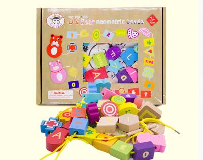 China Over 3 Years Old Kids DIY Beaded Wooden Game Shape Block Educational Toy YZ028 for sale