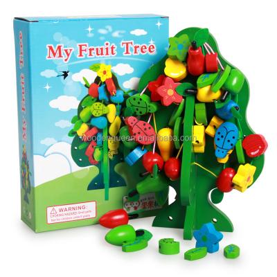 China Colorful/Safety/Environmental/Healthy Wholesale Wooden Bead Threader My Fruit Tree YZ341 Bead Threader Toy For Toddlers Wooden Early Educational Toys For Kid for sale