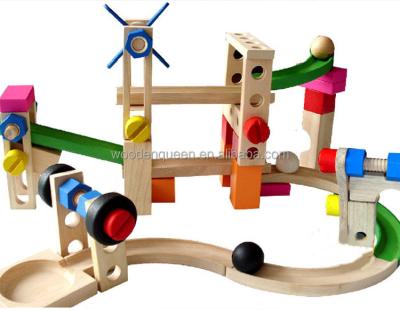 China Yiwu wholesale diy wooden roller coaster hot split toy selas track blocks BT004 building for kids for sale