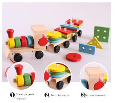 China Colorful/Safety/Environmental/Healthy Hot Professional Stacking Wooden Train Set Educational Wooden Toy YZ106 for sale