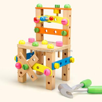 China China Factory DIY Colorful/Safety/Environmental/Healthy Wooden Kids Exercise Toy CDN-2758 Developmental Toys Chair Set For Children for sale