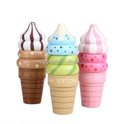 China Kitchen Toys Wooden Magnetic Ice Cream Kitchen Toys Cup Pretend Educational Play Food Toys For Girls for sale