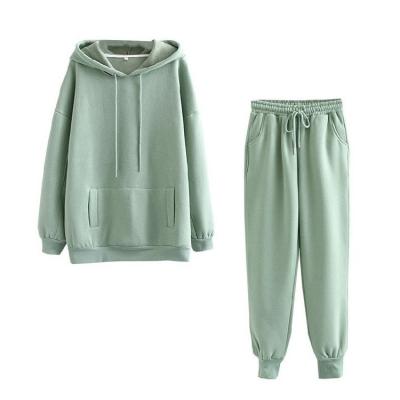 China New fashion women's Anti-wrinkle solid color hoodie sweatpants suit wear women's slow trackers for women for sale