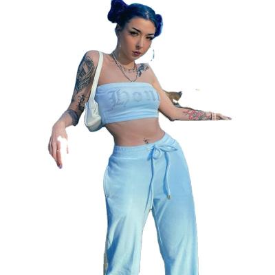 China Breathable Sweatsuits Sets 2021 Two Piece T-shirt Tops Bodycon Long Pants Summer Tracksuit 2 Piece Sweatsuit Set wumen for sale