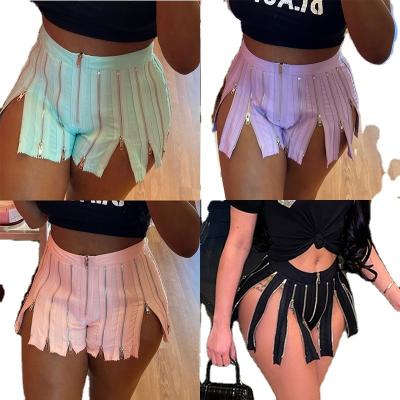 China 2021 Anti-wrinkle ladies women's short zipper decoration customized color shorts pants high waist zipper shorts women's shorts for sale