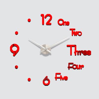 China 100CM Clock 3D Wall Clock 3D DIY Acrylic Frameless Stickers Economic Red Digital 3d DIY Large Acrylic Wall Clocks for sale