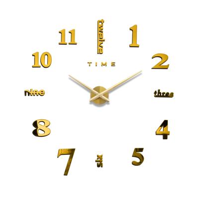 China Cheap Home Decorative Modern Size 3D Large Digital Nordic Luxury Quiet Acrylic Sticker Folder Big Numbers DIY Wall Clocks for sale