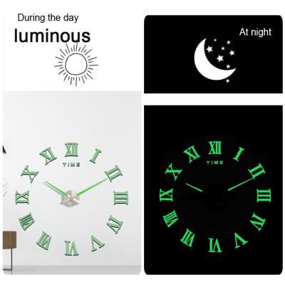 China Factory style home acrylic clocks night delivery light 3D wall clock DIY mirror diy luminous cheap fast diy antique wall clock for sale