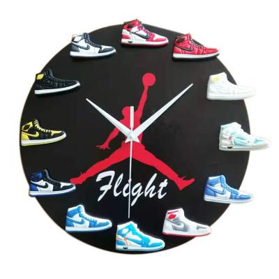 China New Modern 12 Flight AJ Jordan Wall Watch Home 12 Style 2021 Inch Basketball Shoe DIY Wall Clocks Sneaker Models Antique Mini Decorative for sale