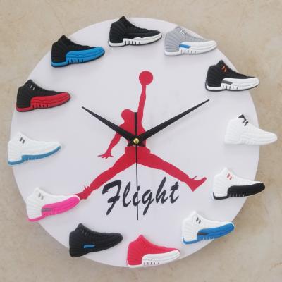 China Antique Style Mini Basketball Shoes Wall Clock DIY Sports Shoes Model Flight AJ11 Modern Style 2021 Watches Home Decoration 12 Inch for sale