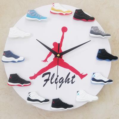 China Antique Style 2021 Modern Style Mini Basketball Shoes Wall Clock DIY Sports Shoes Model Flight AJ12 Watches Home Decoration 12 Inch for sale