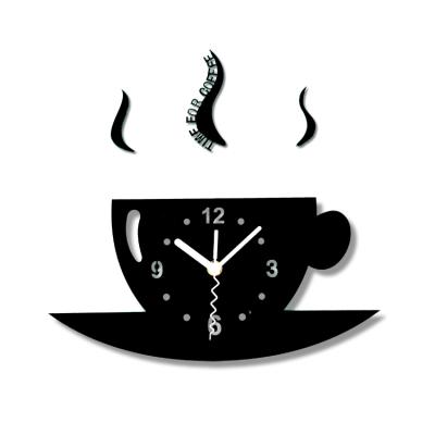 China American Style 12Inch Modern Acrylic Coffee Cup Wall Clock Finger Clocks Kitchen Wall Clock for sale