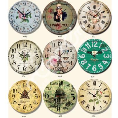 China Antique Style Wholesale Cheap 12 Inch Round Number Wall Clock For Home Decoration 3D Wall Wooden Large Size Watch for sale