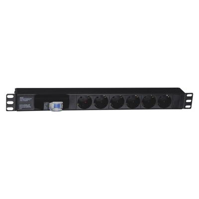 China Low Price PDU 6 Way Socket 6 Way French Germany Socket With Single Circuit Breaker WT-2260C for sale