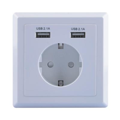 China Wall New Good Eu Electric Socket Faceplate With Germany Plug And Usb Charge WT-2372 for sale