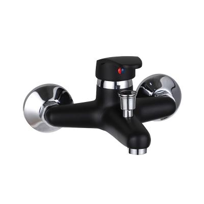 China Without Slide Bar New Arrive Shower Wall Mounted Black Bathroom Tub Zinc Hot Cold Water Bath Faucet Mixer for sale