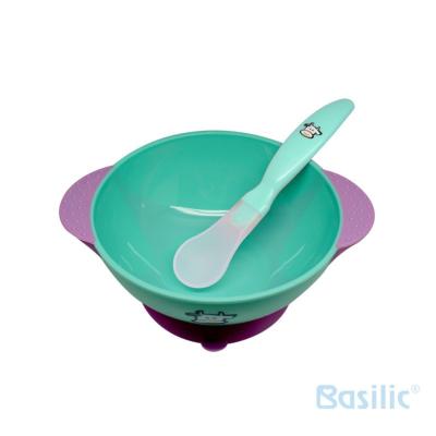 China BPA Free Pink/Blue/Green/Orange, PP Baby Training Bowl With Spoon For Kids for sale