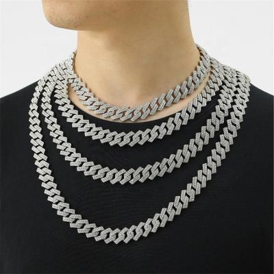 China Mental Cuban Peic Alloy Inlaid Rhinestone Hip Hop Necklace Men Chain Good Can Be Customized Jewelry Stainless Steel Necklace for sale