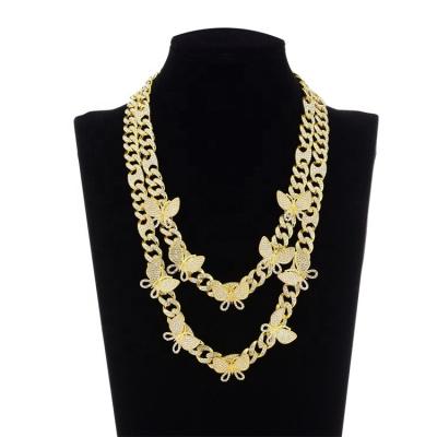 China Zinc Alloy Cuabn Necklace Hip Hop Mens Inlaid Chain Type Cuabn Chain Fine Jewelry Cuban Chain Necklaces for sale