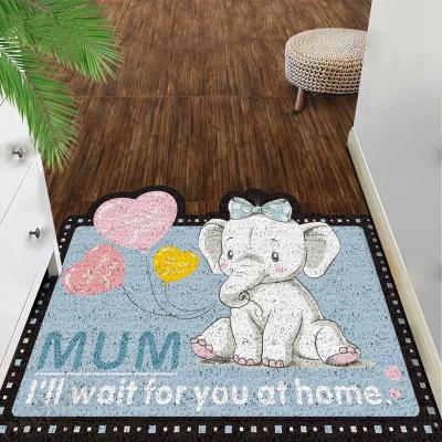 China Cartoon Design PVC Coil Washable Carpet Floor Anti Slip Dust Removal Floor Door Mat for sale