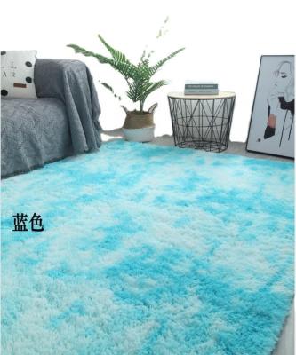 China Washable Silk Shaggy Pure Colors Rugs / Super Soft Rug Living Room Dyeing Knotting Anti-Slip Blanket for sale