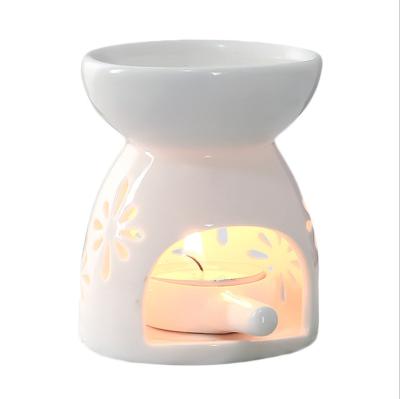 China Chinese White Ceramic Wax Melt Warmer Incense Burner Set Oil Candle For Living Room Decor for sale