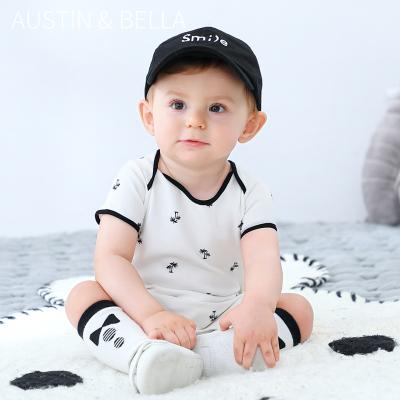 China Newborn 100%cotton short sleeve romper 100%organic cotton boutique AustinBella/2021 baby boy summer wholesale high quality clothes for sale