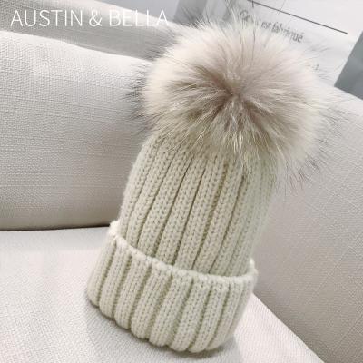 China 2020 Wholesale AustinBella boutique fashion winter cute hats unisex infant baby hat knitted pom hat for sale