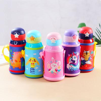 China Viable Kids Metal Juice School Water Bottles With Straw Leak Proof Stainless Steel 500ML Applicable For Boiling Water Kids 21*8.5cm for sale