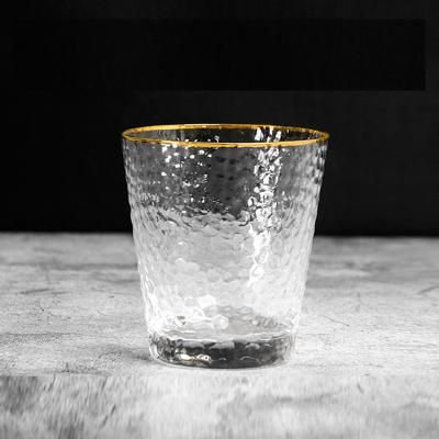 China Disposable Rimmed Glass Milk Tea Whiskey Short Cup For Drinking Coffee Cups Gold Logo Acceptable Round Food Grade Customized Glass, Glass for sale