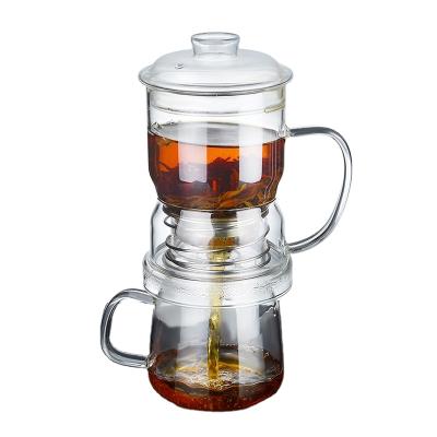 China Sustainable 8 in 1 Tea Set with Gift Packing Wholesale Clear High Borosilicate Glass Tea Cup Sets for sale