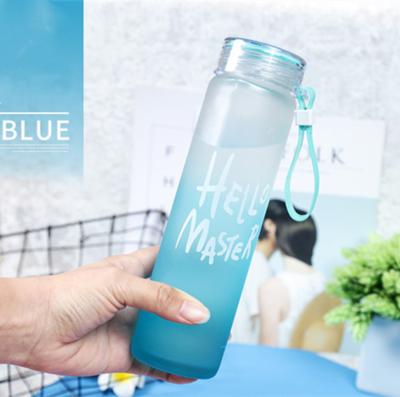 China Eco Sustainable Cheap Colorful Portable Free Sports Glass Water Bottles BPA With Strap for sale