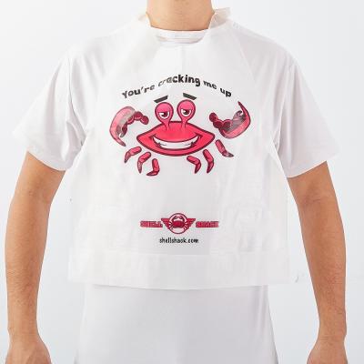 China Waterproof Disposable Bib PE Plastic Lobster Seafood Crab Restaurant Apron Bibs For Adult for sale