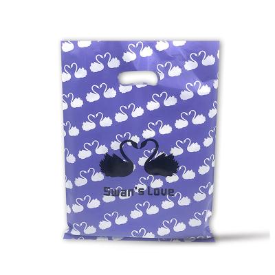 China Wholesale Recyclable 100 Packs Die Cut 12X15 Bright Purple Teal Retail Shopping Plastic Merchandise Bags With Handles for sale