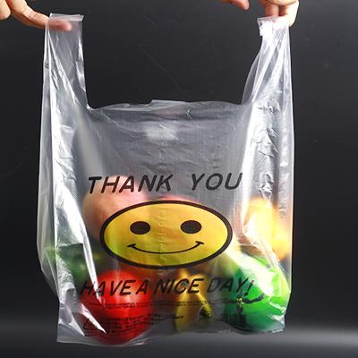 China Custom Environmental Friendly Heavy Duty LDPE Moisture Proof HDPE Thank You Vest Carrier Plastic Bags T-shirt Plastic Bag From Supermarket for sale