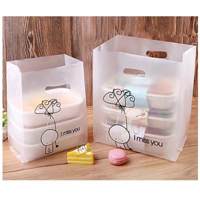 China Free Sample Moisture Proof Die Cut Goods Plastic Shopping Food Service Take Out Gift Bulk Takeout Plastic Bags With Handles for sale