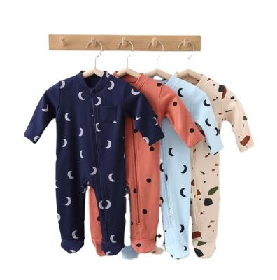 China Soft 100% Cotton Baby Sleep Rompers Infant Clothes Toddler Newborn Reverse Spring Overalls Zipper Cozy Baby Romper for sale