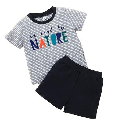 China Summer Plus Size Sets Boys Two Pieces Casual Tops Striped Tees Shorts Newborn Cotton Shorts Sleeve Clothes Sets Two Piece for sale