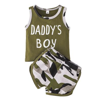 China Mum Size Boys Letter Print Plus Two Piece Sets Cotton Shirts Sleeveless Shorts Summer Casual Clothes Kids Sets for sale