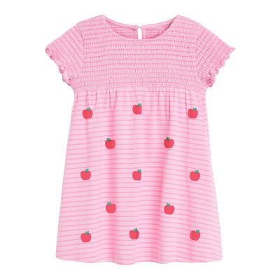 China Plus Size Girls Dress Cotton Short Summer Baby Sleeve Print Kids Clothing Casual Pink Baby Dresses for sale