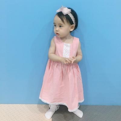 China New Breathable Fashion Model Lace Babies Dresses Solid Color Kids Girl Sleeveless Dress for sale