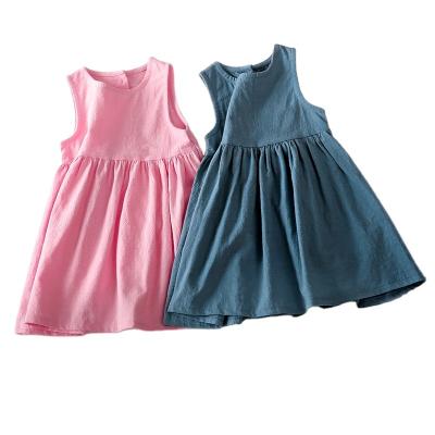 China Wholesale Breathable Chiffon Kids Girls Dress Summer Solid Color Sleeveless Dresses For Girls for sale