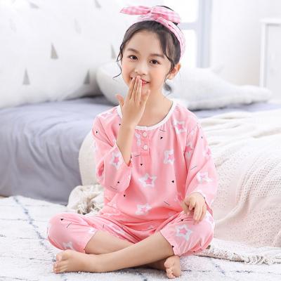 China New Children's Breathable Summer Children's Clothing Sets Boys Girls Long Sleeve Pants Cotton Pajamas Set Kids Home Service Set for sale