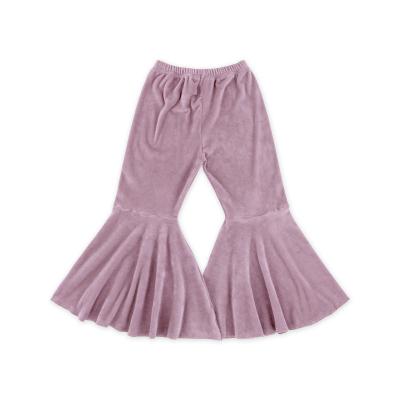 China QUICK DRY Solid Color Velvet Flare Rocket Pants Girls Velvet Bell Bottom Pants Baby Long Pants for sale