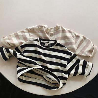 China 2022 Anti-Shrink Spring Infant Baby Clothes Girls Boy Sweater Shirt Color Long Sleeve Top Clothing Baby Striped Sweater for sale