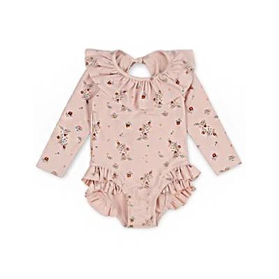 China Baby Girls Bathing Suit Hot Selling Cute Kids Waterproof Cute Children's Bowknot Floral Print Swimming Wear One Piece for sale